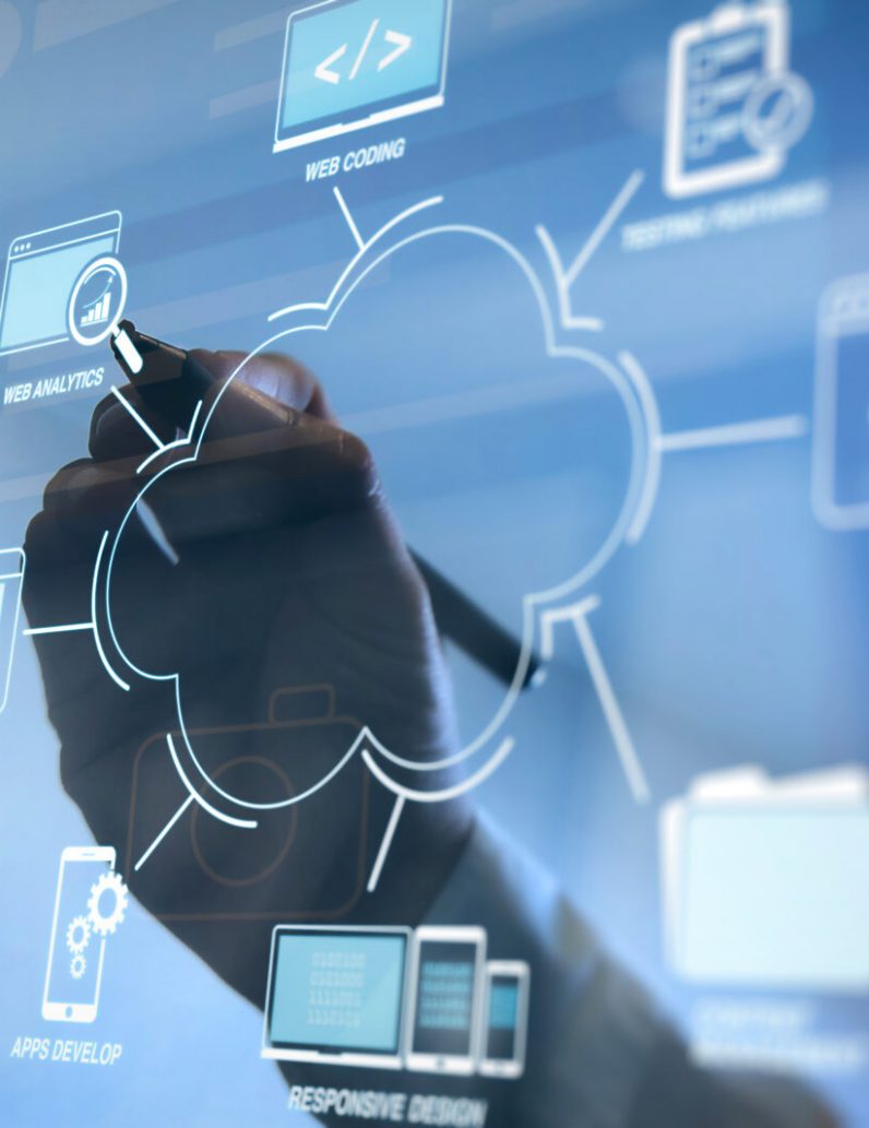 Developing programming and coding technologies with Website design in virtual diagram.co working team meeting concept,businessman working with VR computer wide screen interface. Developing programming and coding technologies with Website design in virtual diagram.co working team meeting concept,businessman working with VR computer wide screen interface.